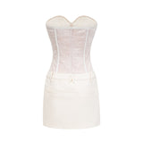Isabella Mini Dress - Bustier Style - Mesh Detailing - Asymmetric Design - Rear Zip Fastening