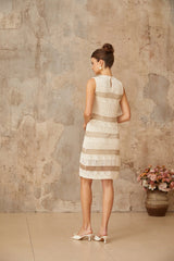 Isabella Mini Dress White Sequined Crochet - Knit