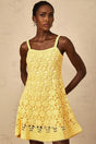Isabella Mini Dress Yellow Crochet Flare