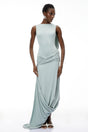 Isabella Mint Green Asymmetrical Maxi Dress