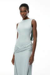 Isabella Mint Green Asymmetrical Maxi Dress