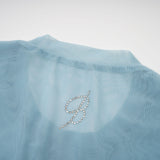 Isabella Top - Long Sleeve - Round Neck - Slit Flare Sleeves - Stud Embellishment