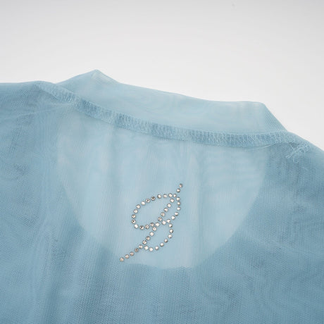 Isabella Top - Long Sleeve - Round Neck - Slit Flare Sleeves - Stud Embellishment