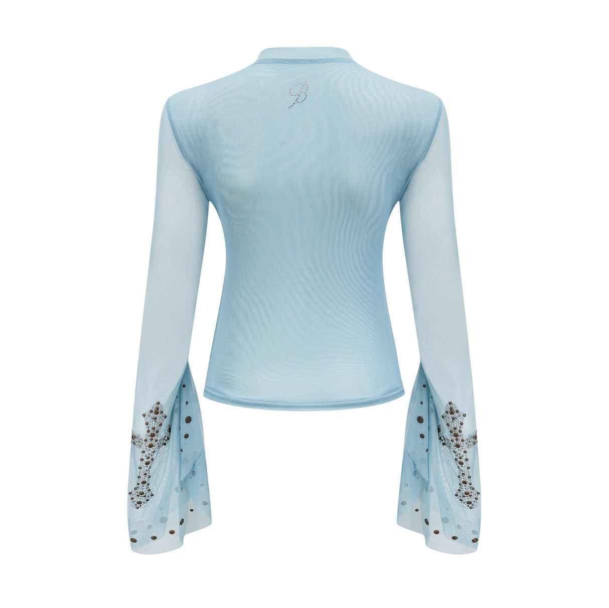Isabella Top - Long Sleeve - Round Neck - Slit Flare Sleeves - Stud Embellishment