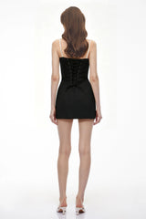 Isabelle Black Color Block Mini Dress
