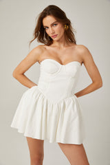 Isabelle Mini Dress White Bustier Pleated Flare