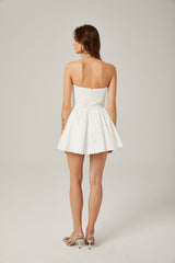 Isabelle Mini Dress White Bustier Pleated Flare