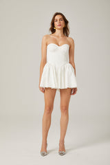Isabelle Mini Dress White Bustier Pleated Flare