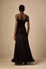 Isabelle Top Black Crystal Embellished Off Shoulder & Cropped
