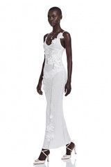 Isabelle White Knit Maxi Dress with 3D Florals