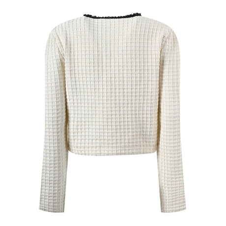 Isadora Jacket & Skirt Set - Textured Knit Pattern - Accents - Ruffled Hem - Decorative Buttons - Elegant