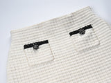 Isadora Jacket & Skirt Set - Textured Knit Pattern - Accents - Ruffled Hem - Decorative Buttons - Elegant