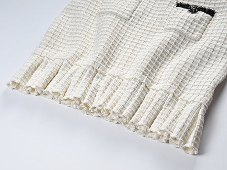 Isadora Jacket & Skirt Set - Textured Knit Pattern - Accents - Ruffled Hem - Decorative Buttons - Elegant