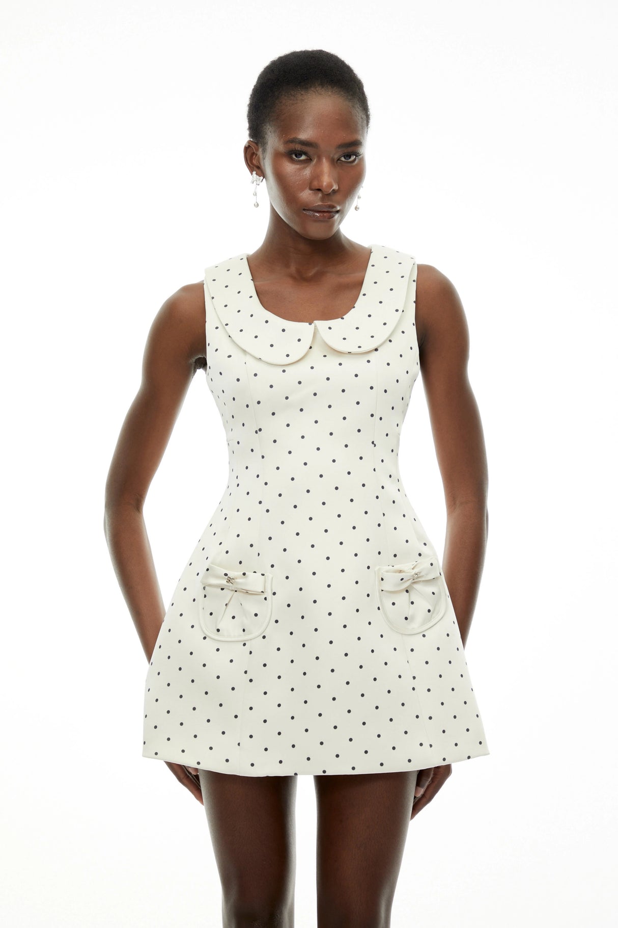 Isadora White Square Neck Polka Dot Mini Dress