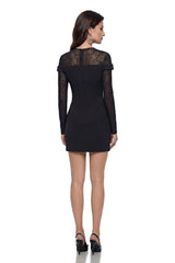 Isaura Black Mini Dress with Lace Panels