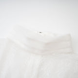 Iside Cropped Top Bell Sleeve Crystal Trim White