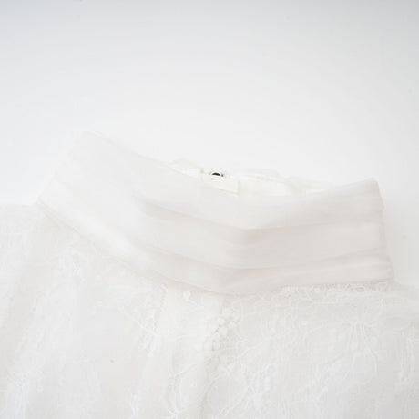 Iside Cropped Top Bell Sleeve Crystal Trim White