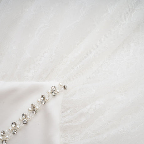 Iside Cropped Top Bell Sleeve Crystal Trim White