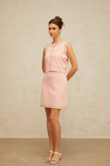 Iside Top & Skirt Set Beaded Knit & - Cerise Pink