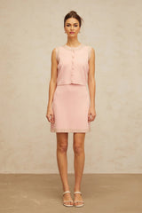 Iside Top & Skirt Set Beaded Knit & - Cerise Pink