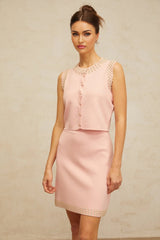 Iside Top & Skirt Set Beaded Knit & - Cerise Pink