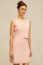Iside Top & Skirt Set Beaded Knit & - Cerise Pink