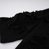 Isidora Black Bowknot Floral Appliqué Maxi Dress