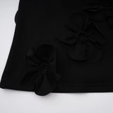 Isidora Black Bowknot Floral Appliqué Maxi Dress