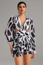 Isla Black Cut-Out Mini Dress with Voluminous Sleeves and Ruffle Detailing
