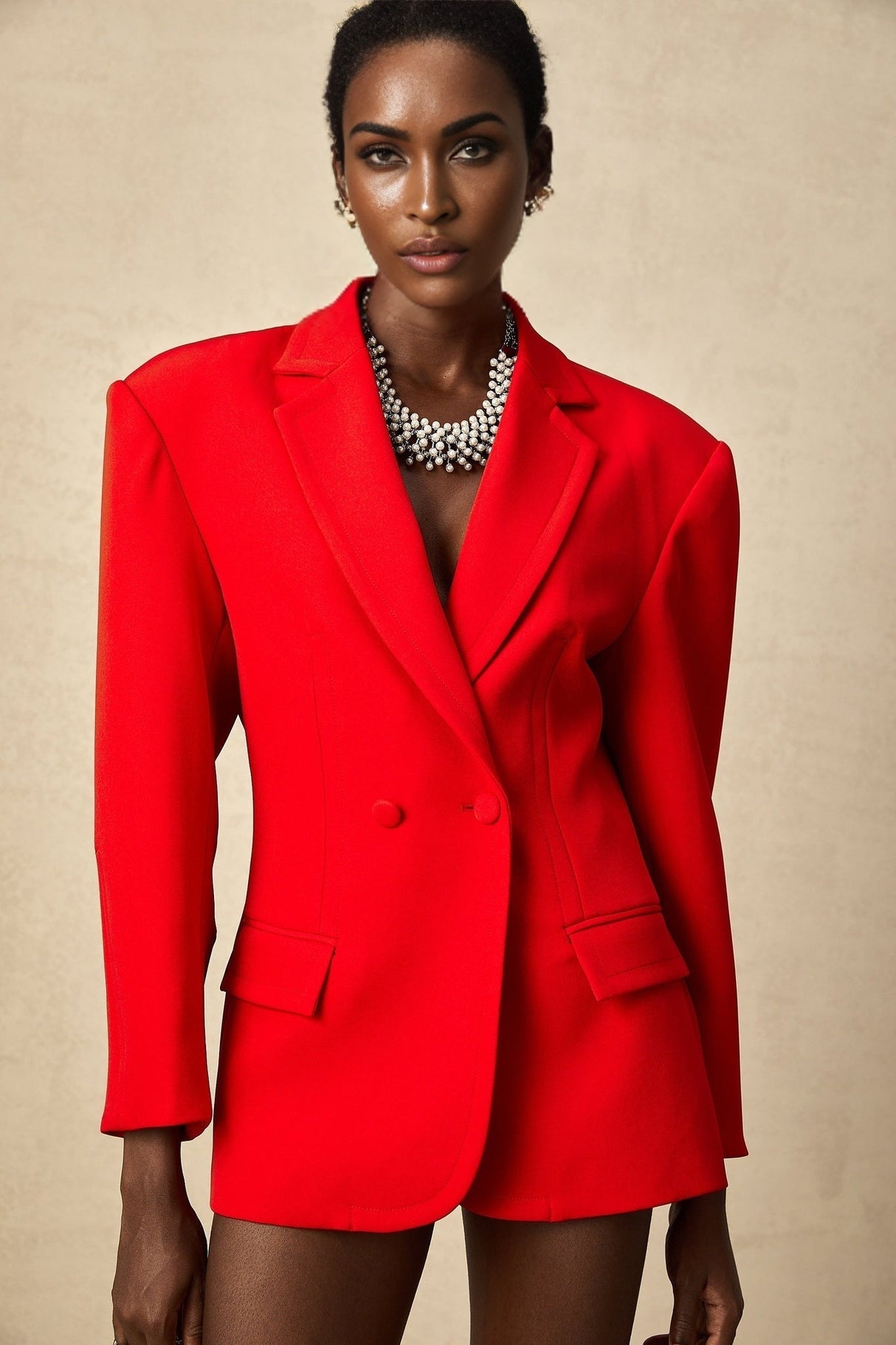 Isla Blazer - Wool Blend - Long Sleeves - Notched Lapels - Double Breasted Button Fastening