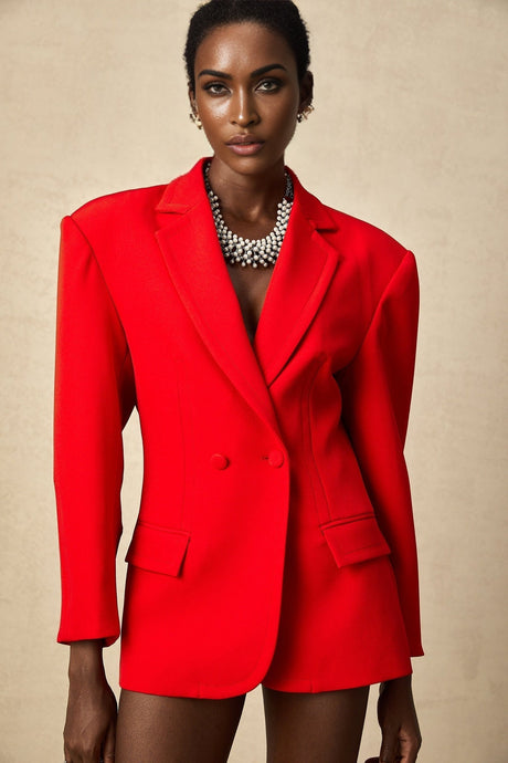Isla Blazer - Wool Blend - Long Sleeves - Notched Lapels - Double Breasted Button Fastening