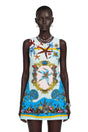 Isla Blue Printed Sleeveless Mini Dress