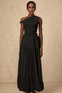 Isla Maxi Dress Black Mono - shoulder Cut - out & Side Slit