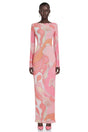 Ismeria Light Pink Printed Long Sleeve Maxi Dress