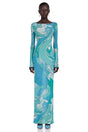Ismeria Mint Green Printed Long Sleeve Maxi Dress