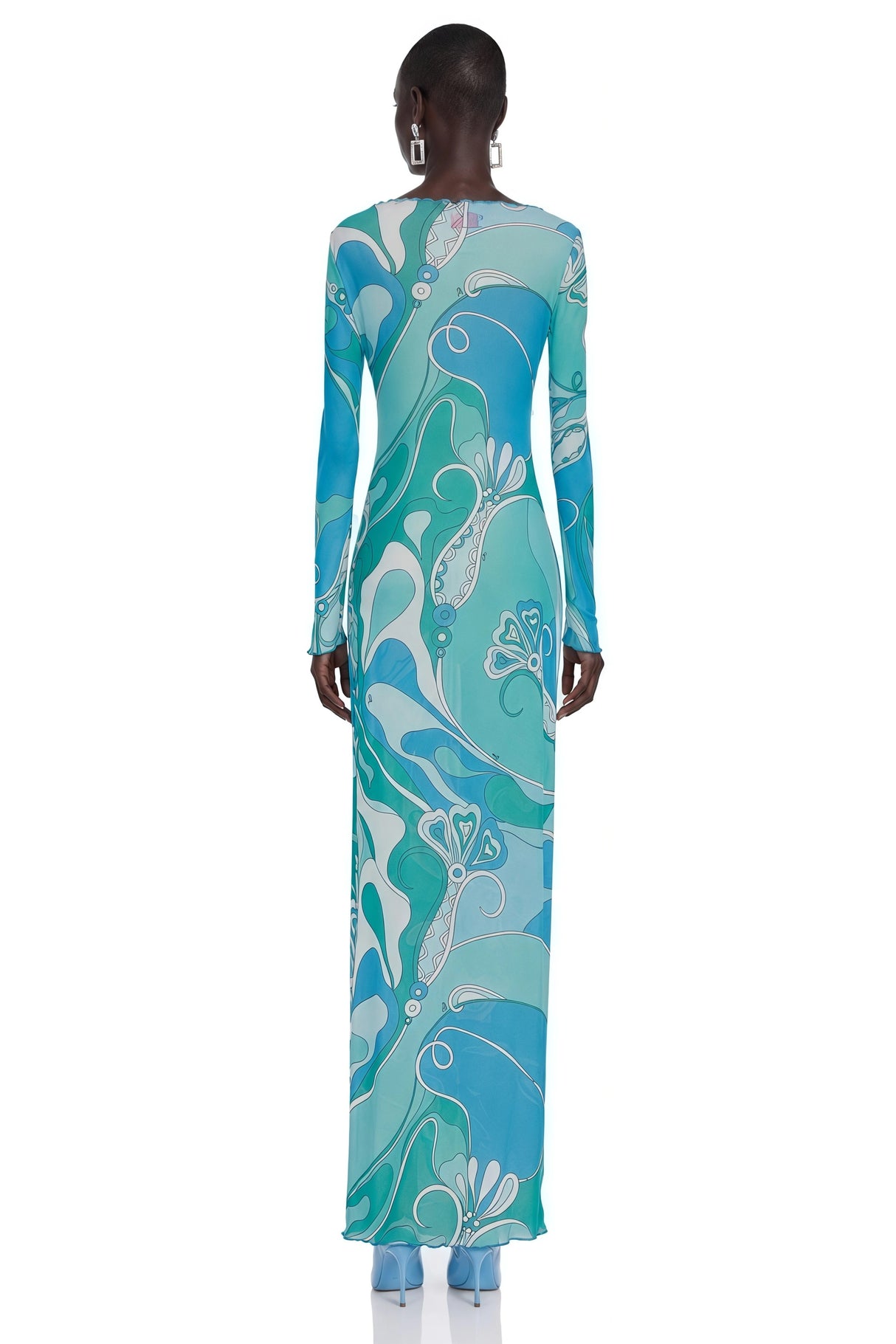 Ismeria Mint Green Printed Long Sleeve Maxi Dress