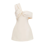 Ismérie Neutrals OffShoulder Twisted Mini Dress
