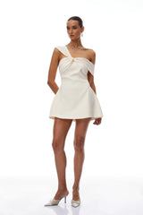 Ismérie Neutrals OffShoulder Twisted Mini Dress