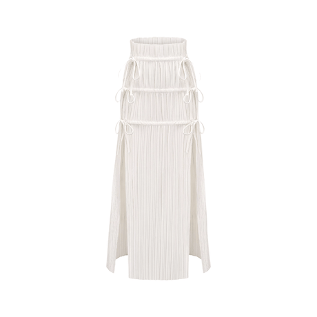 Milicent slitte drawstring pleated maxi skirt