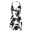 Ivana Dress - Bodycon Silhouette - Halter Neck Design - Floral Print - Elegant Evening Wear