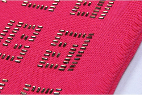 Ivana Dress - Fitted Mid - Length Silhouette - Geometric Cutouts - Tailored Fit - Metallic Accents