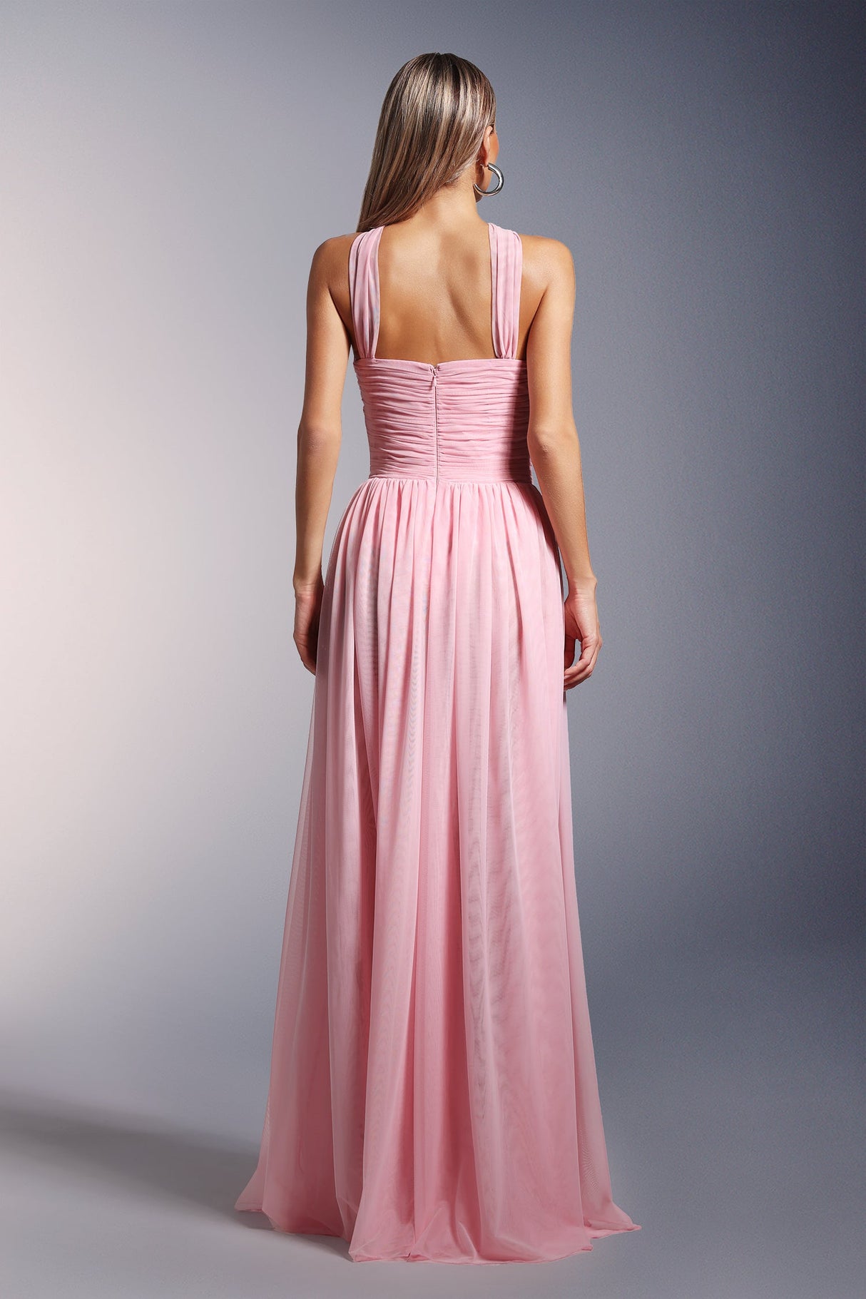 Ivana Pink Hollow Design Maxi Dress