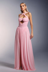 Ivana Pink Hollow Design Maxi Dress