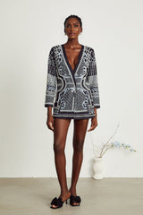 Ivanka Blazer Print VNeck Dress