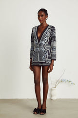 Ivanka Blazer Print VNeck Dress