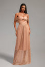 Ivanna Pink Glitter Off-Shoulder Maxi Dress