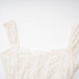 Ivory Jacquard Maxi Dress With Corset Detail
