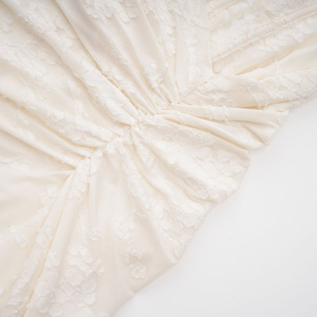 Ivory Maxi Dress - Spaghetti Straps - Square Neck - Corset Style - Gathered Detailing - Jacquard Fabric