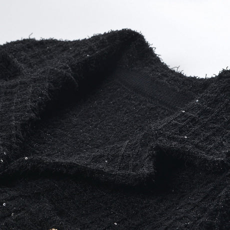 Ivy Jacket & Skirt Black Waffle Knit Matching Set