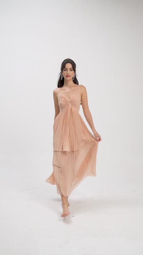 Ivy Pleated Tiered Midi Dress